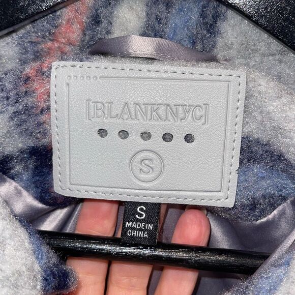 Blank NYC Womens Plaid Long‎ Sleeve Fringe Button Front Shirt Jacket Blue Small - Picture 7 of 11